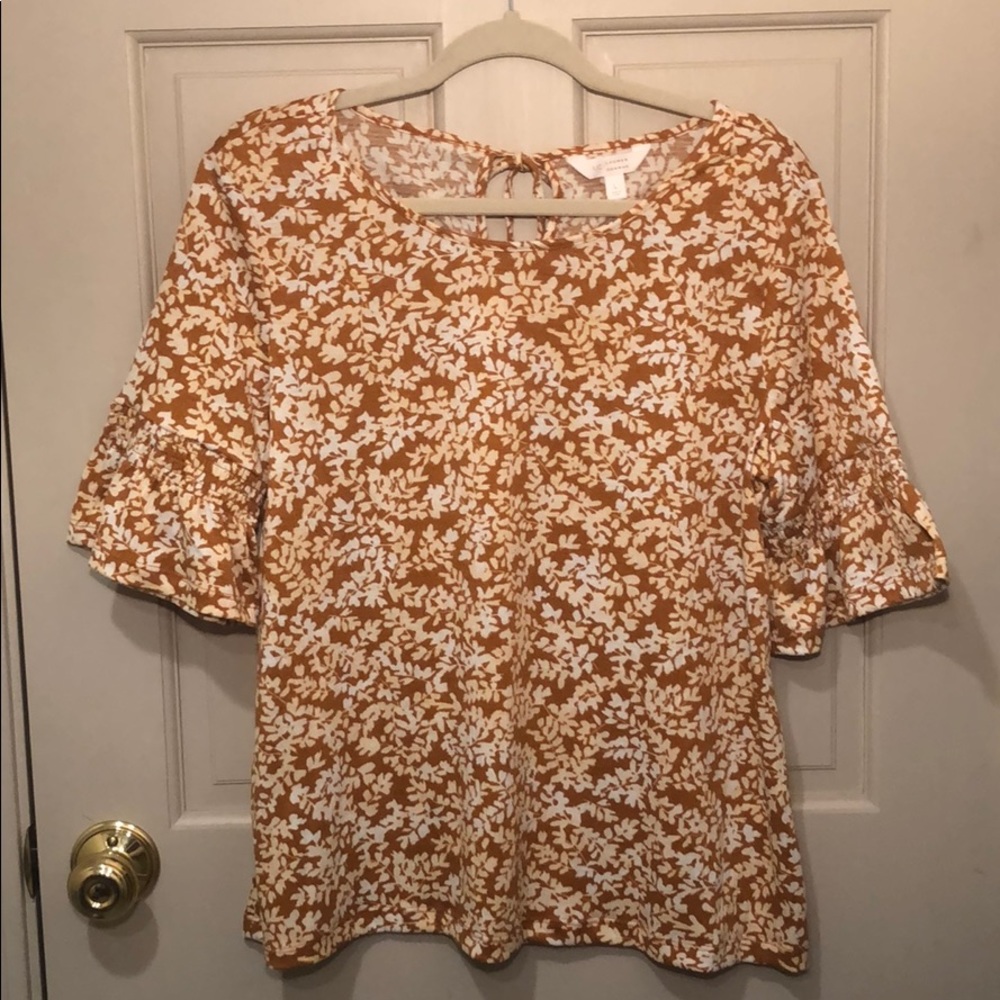 Lauren Conrad Mustard w/ White Floral Blouse